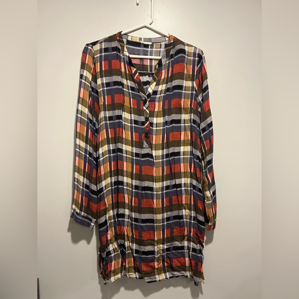 Mystree Blue and Cream Plaid Top